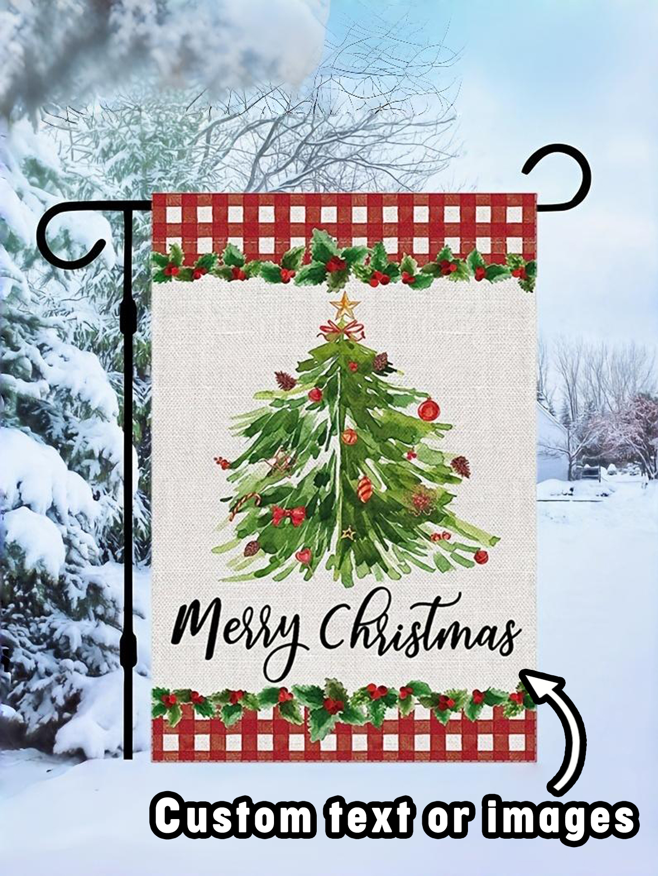 Christmas Tree Happy Garden Flag（Not lnclude Flagpole）